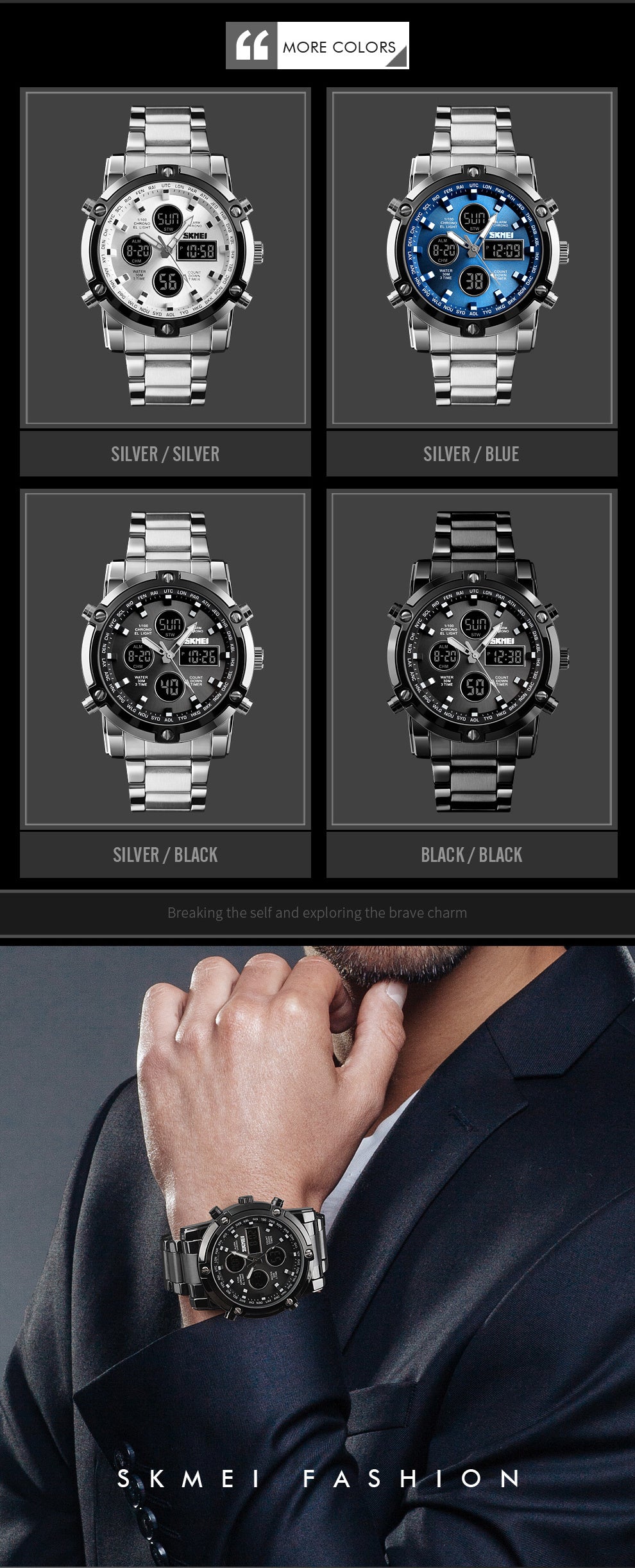 SKMEI New Men Sport Fashion Watch Quartz Stopwatch Dual Display.