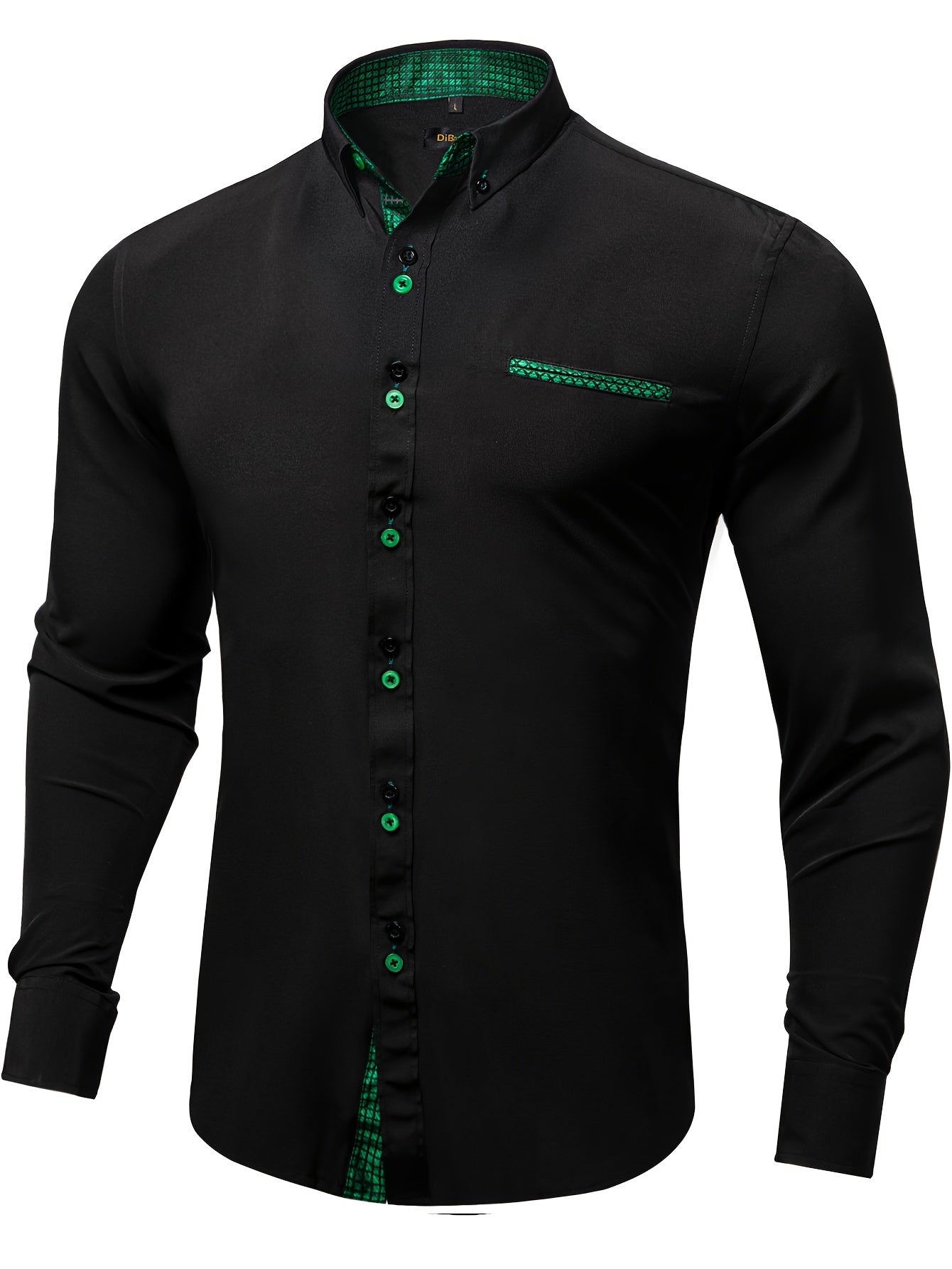 Men's Patchwork Lapel Collar Design Dress Shirts,