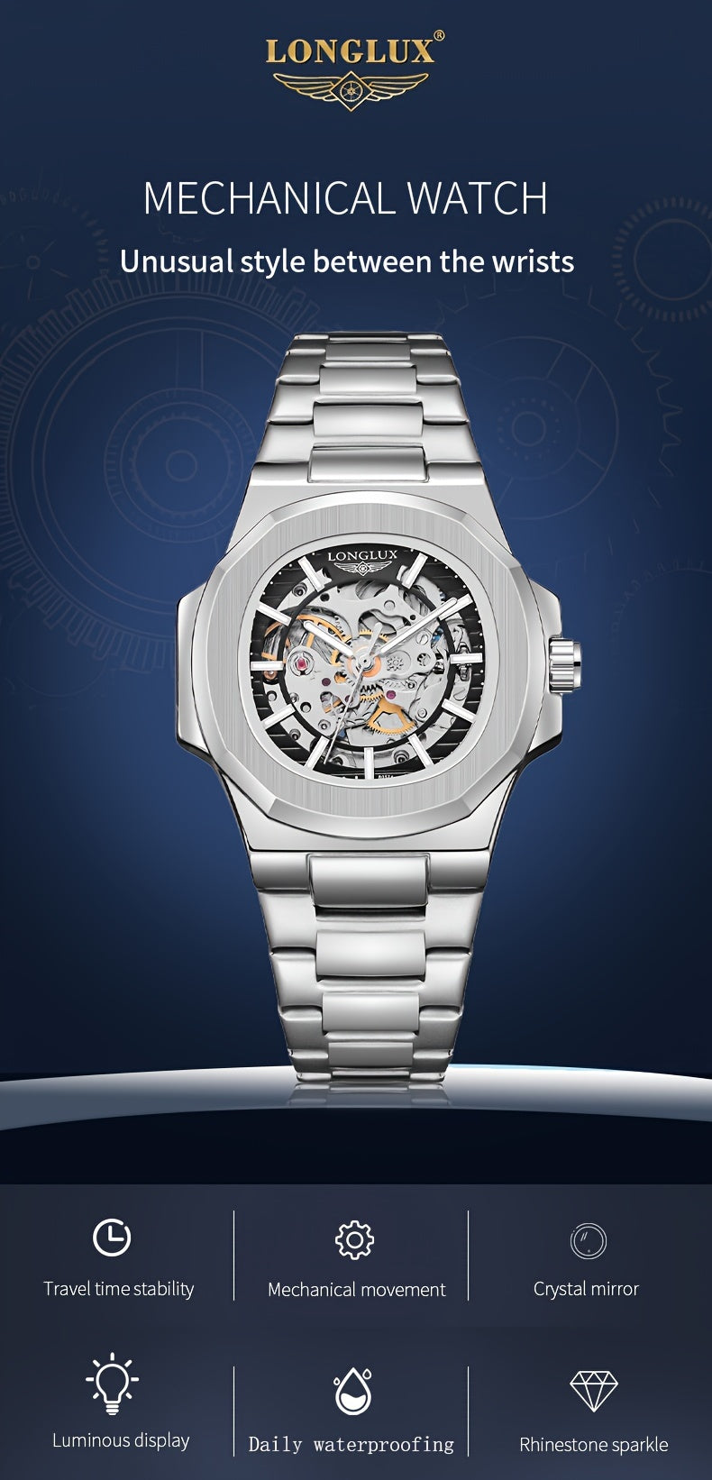 Dial4.1cmNautilus Watch For Men Fully Automatic Business Leisure Watch All Metal Case Steel Bow Strap With Butterfly Clasp Trend Fashion Luminous Waterproof Watch Christmas Gift Valentine's Day Gift