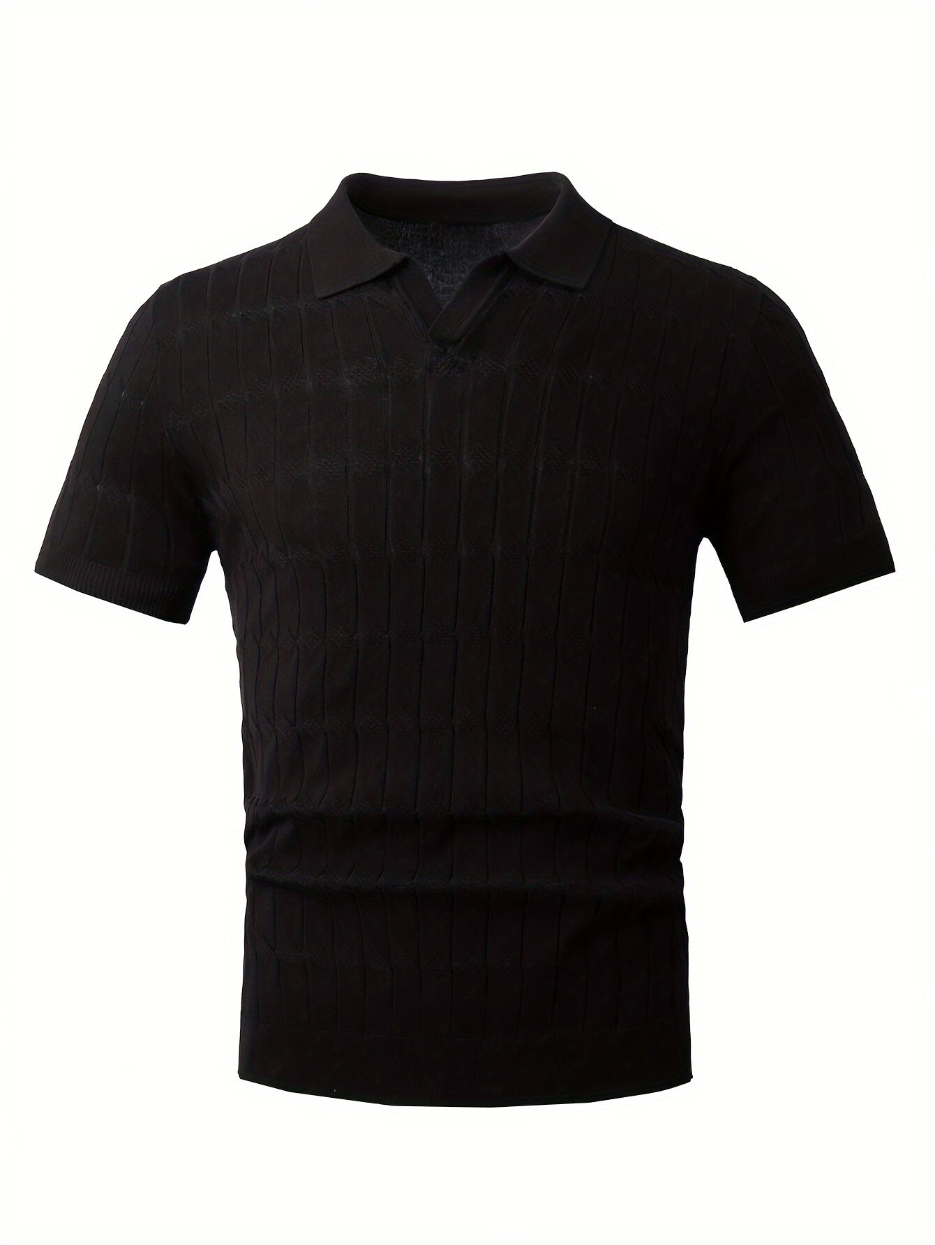 Chic Knit Shirt, Men's Casual Lapel Mid Stretch V-Neck Pullover Sweater