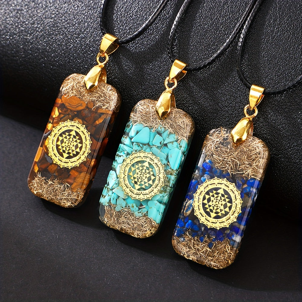 1pc Stone Orgone Energy Pendant Necklace For Men,