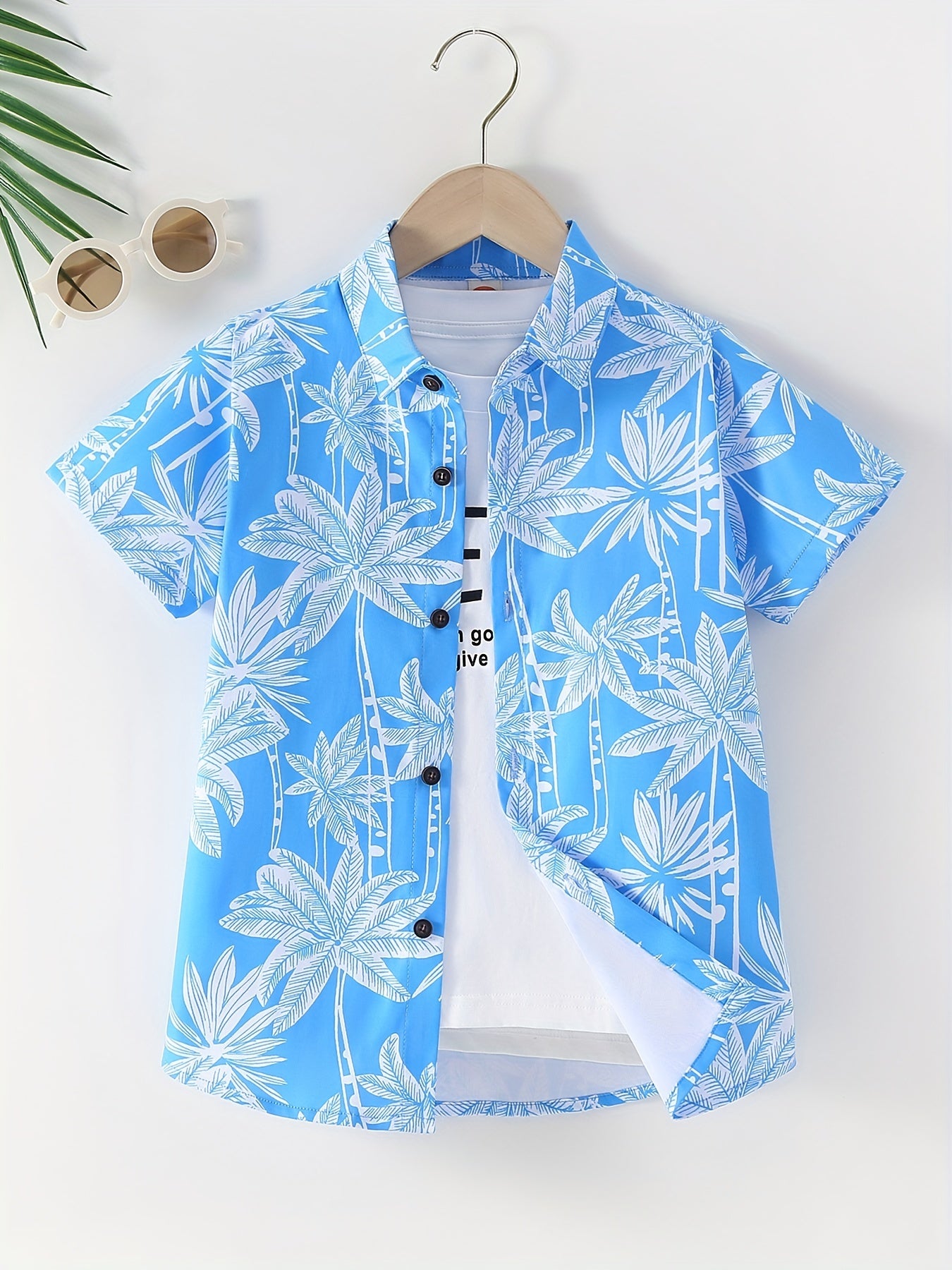 Funny Shirts For Boys Trendy Shirts Coconut Tree Pattern Print Short Sleeve.