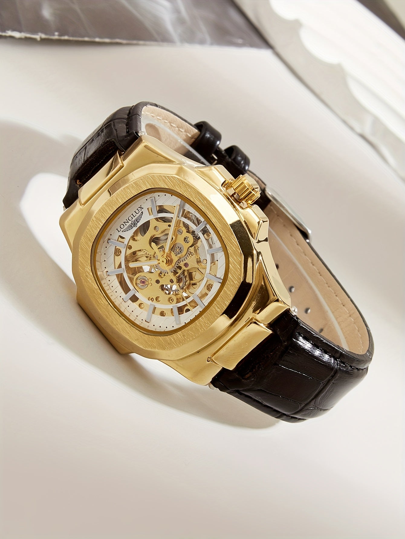 Men's Waterproof Mechanical Watch, Square Dial Business Mineral Glass Mirror Waterproof Wrist Watch, Christmas, Valentine's Day Gift