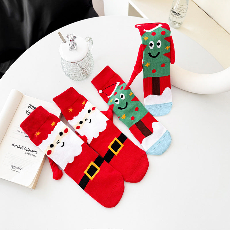 Cozy Magnetic Hand-Holding Christmas Socks for Couples - /MH