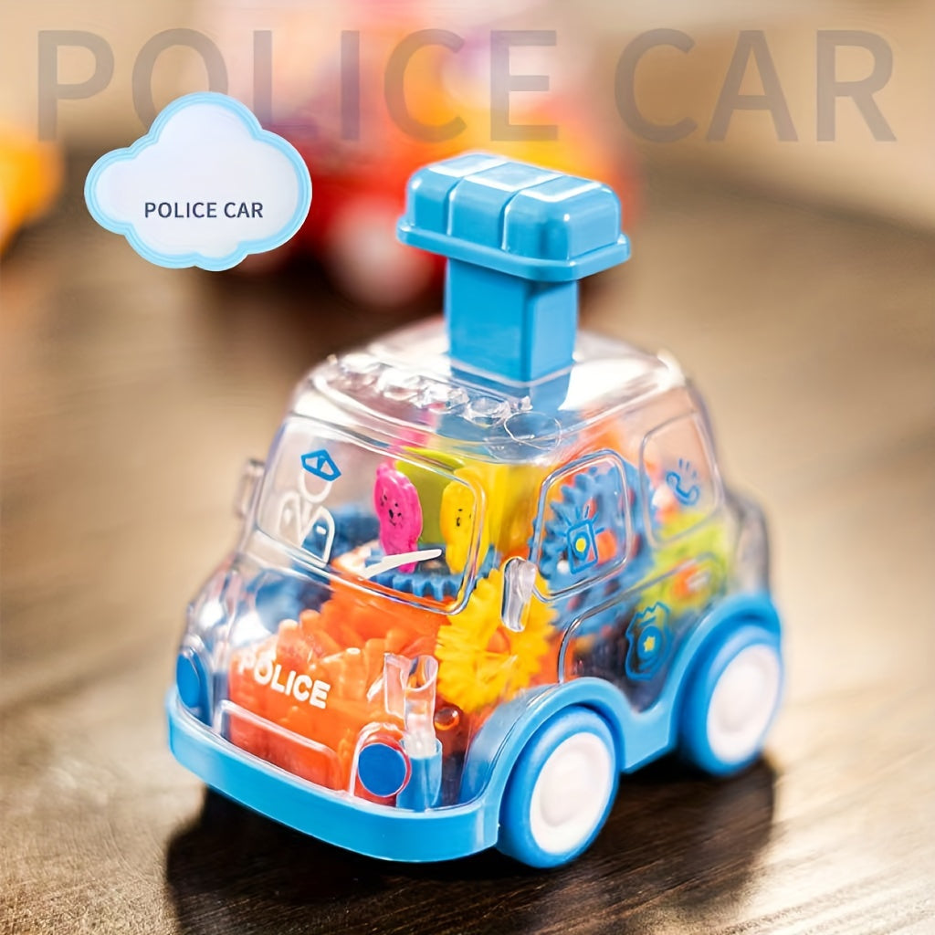 Children Cartoon Transparent Gear Toy Car, Educational Pull Back Car Model, Boy And Girl Christmas Halloween Thanksgiving Birthday Gift ( Gear Color Is Random)