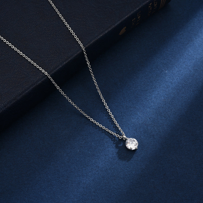 Round Shape Zircon Necklace Female 14K Plated Clavicle Chain Neck Chain Jewelry Gift