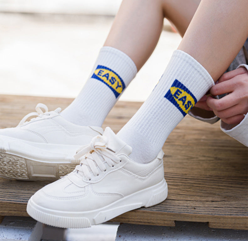 5/10 Pairs Letter Print Socks, , Women's Stockings ./MH