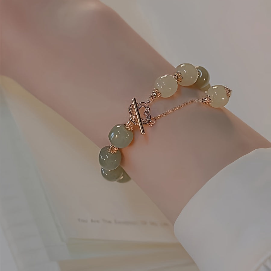 Lover special gift, glass jade bead bracelet elegant jewelry gift couple, Father's Day Gift