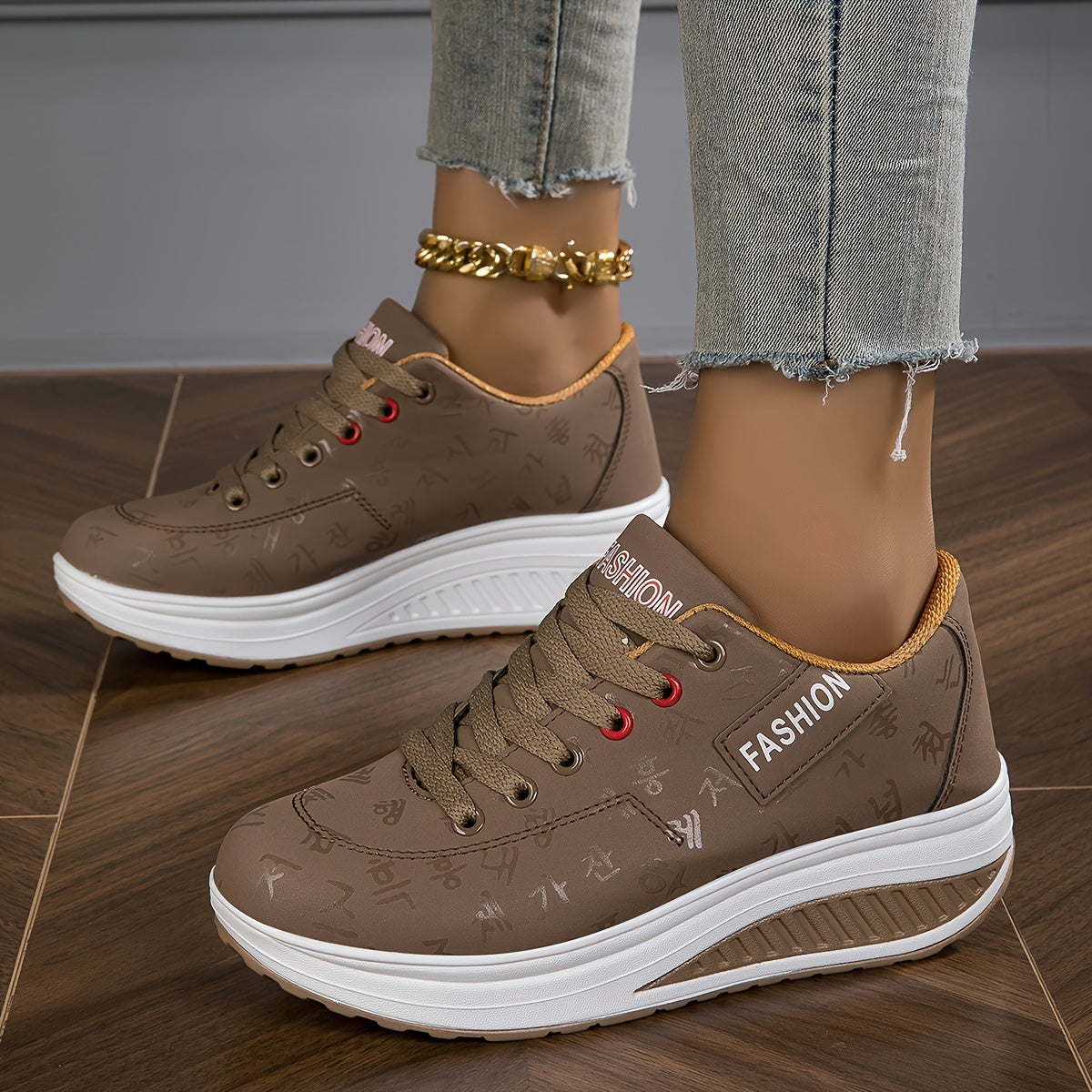 Women's Platform Sneakers, Casual Lace Up Outdoor Shoes, /MH