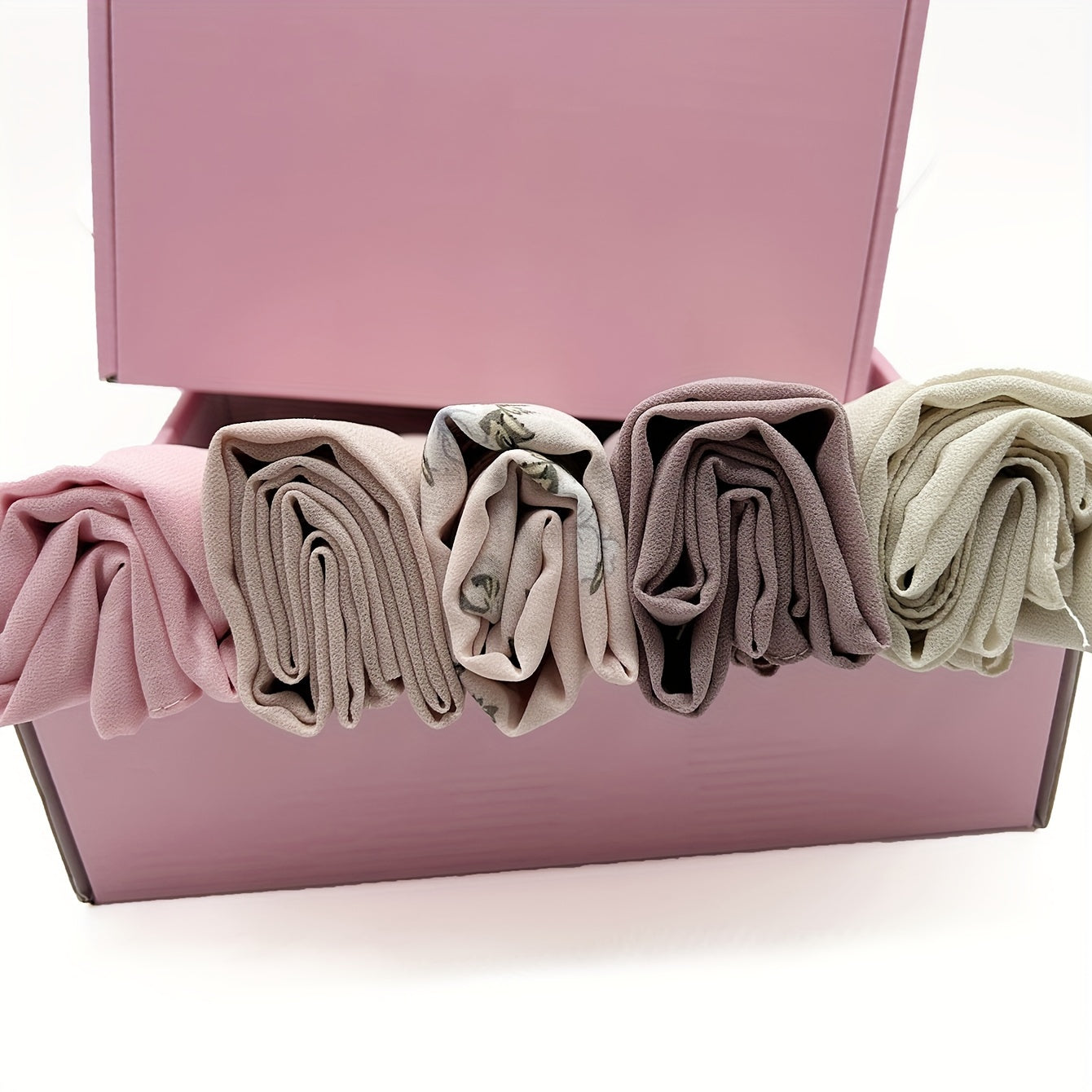 1set Chiffon Elegant Hijab Headscarf Pearl Headscarf Button 5pcs Solid Color '/MH