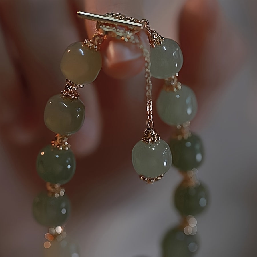 Lover special gift, glass jade bead bracelet elegant jewelry gift couple, Father's Day Gift