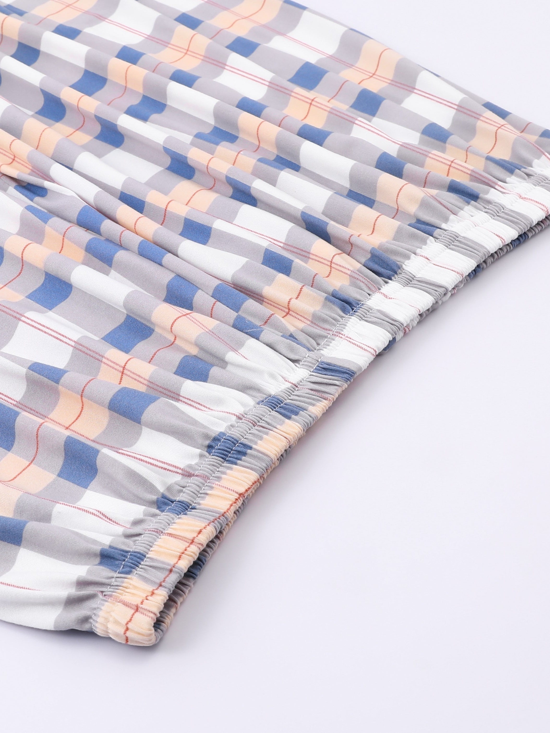 Plaid Print Crew Neck Pajamas Set,