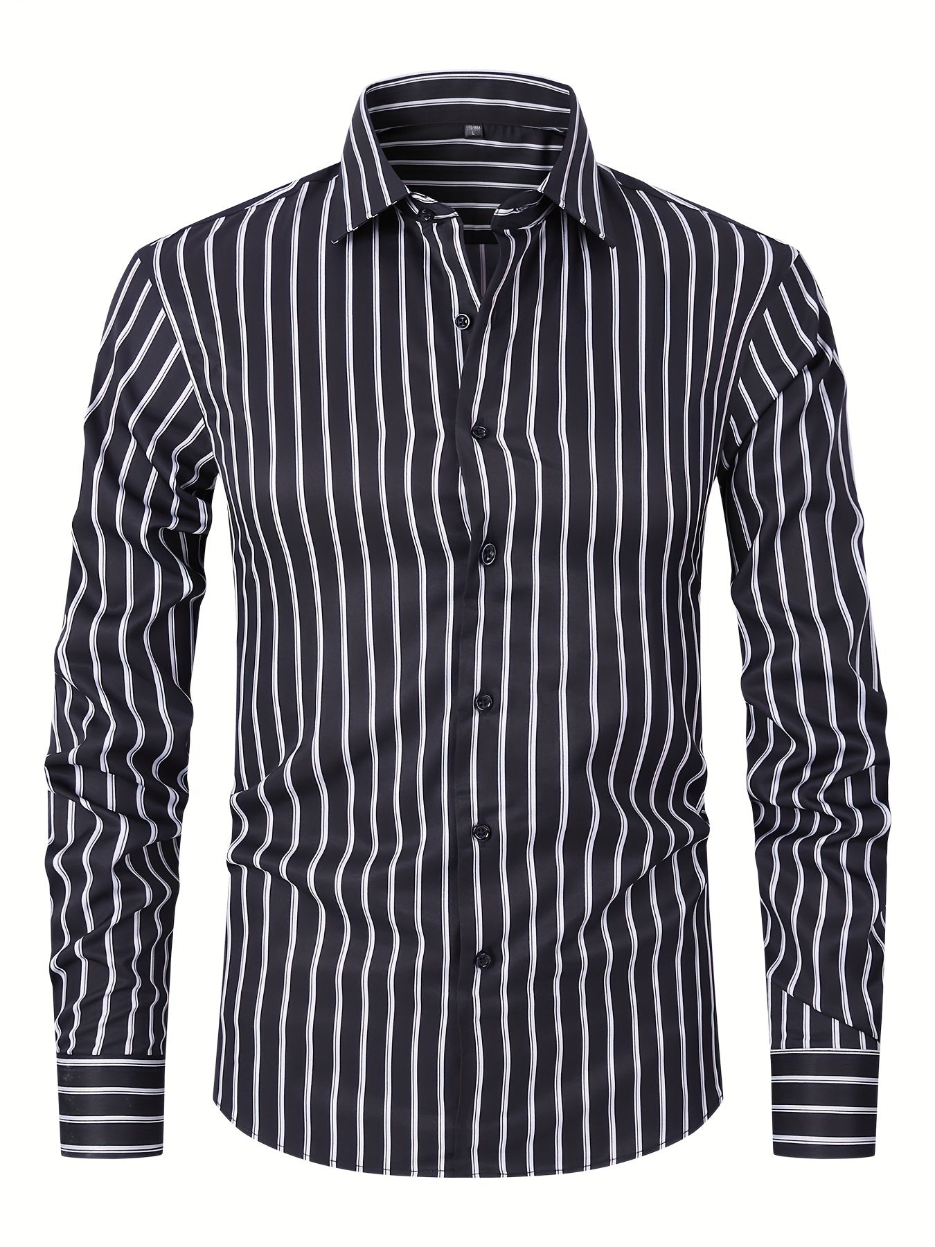 Men's Striped Lapel Collar Design Dress Shirts,