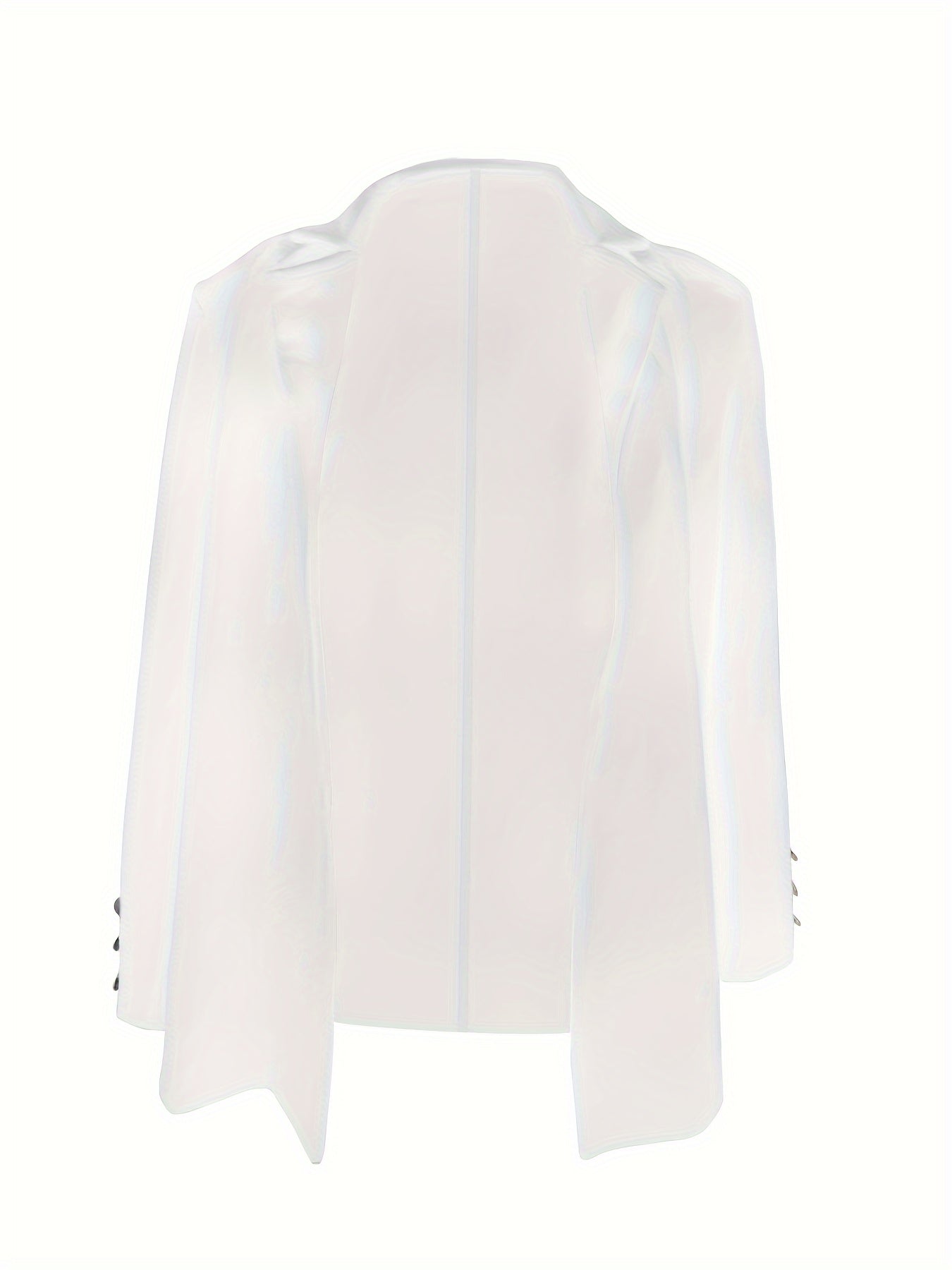 Solid Open Front Lapel Blazer, Elegant Button Decor Long Sleeve Blazer.