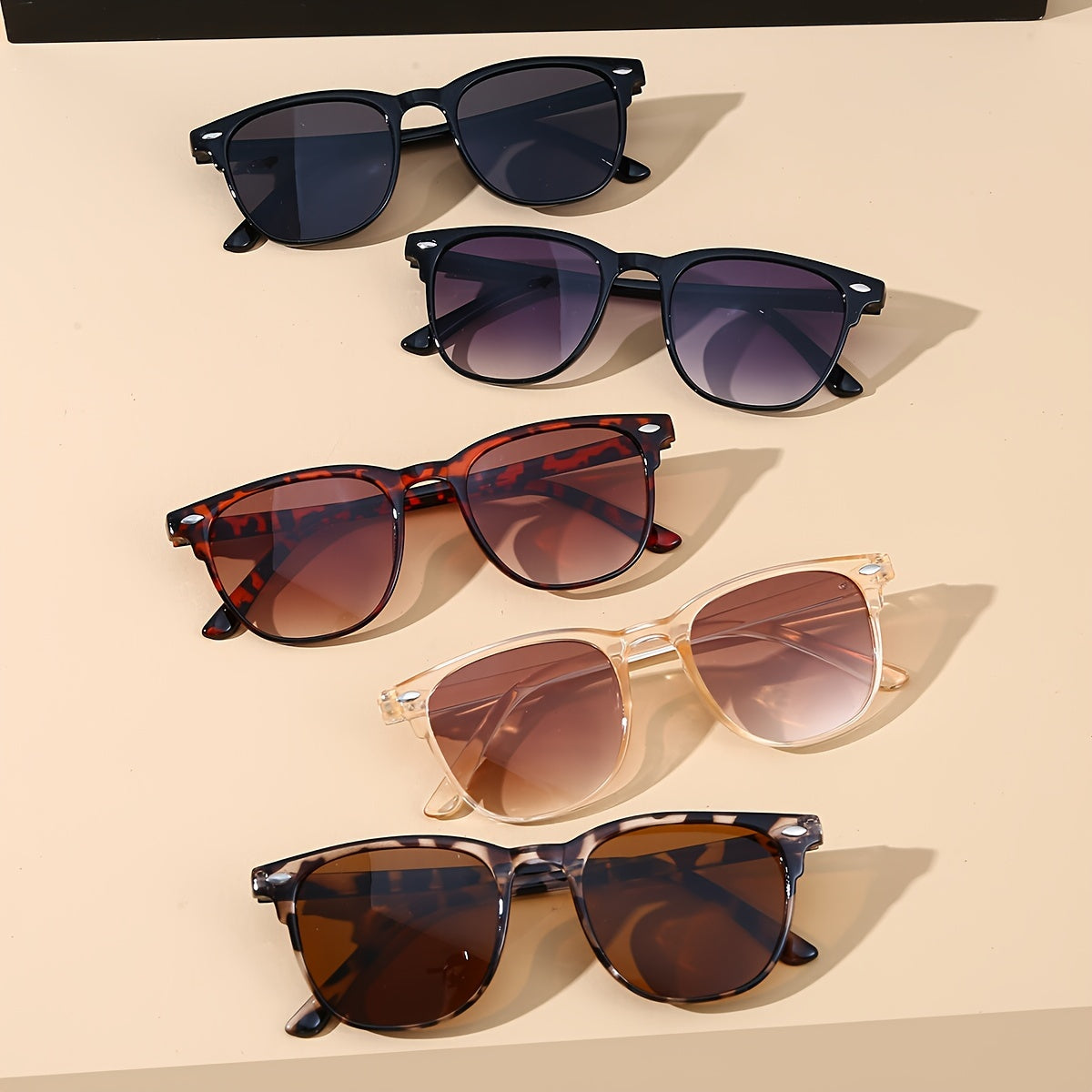 5 Pcs Unisex Polarized Round Glasses For Women,