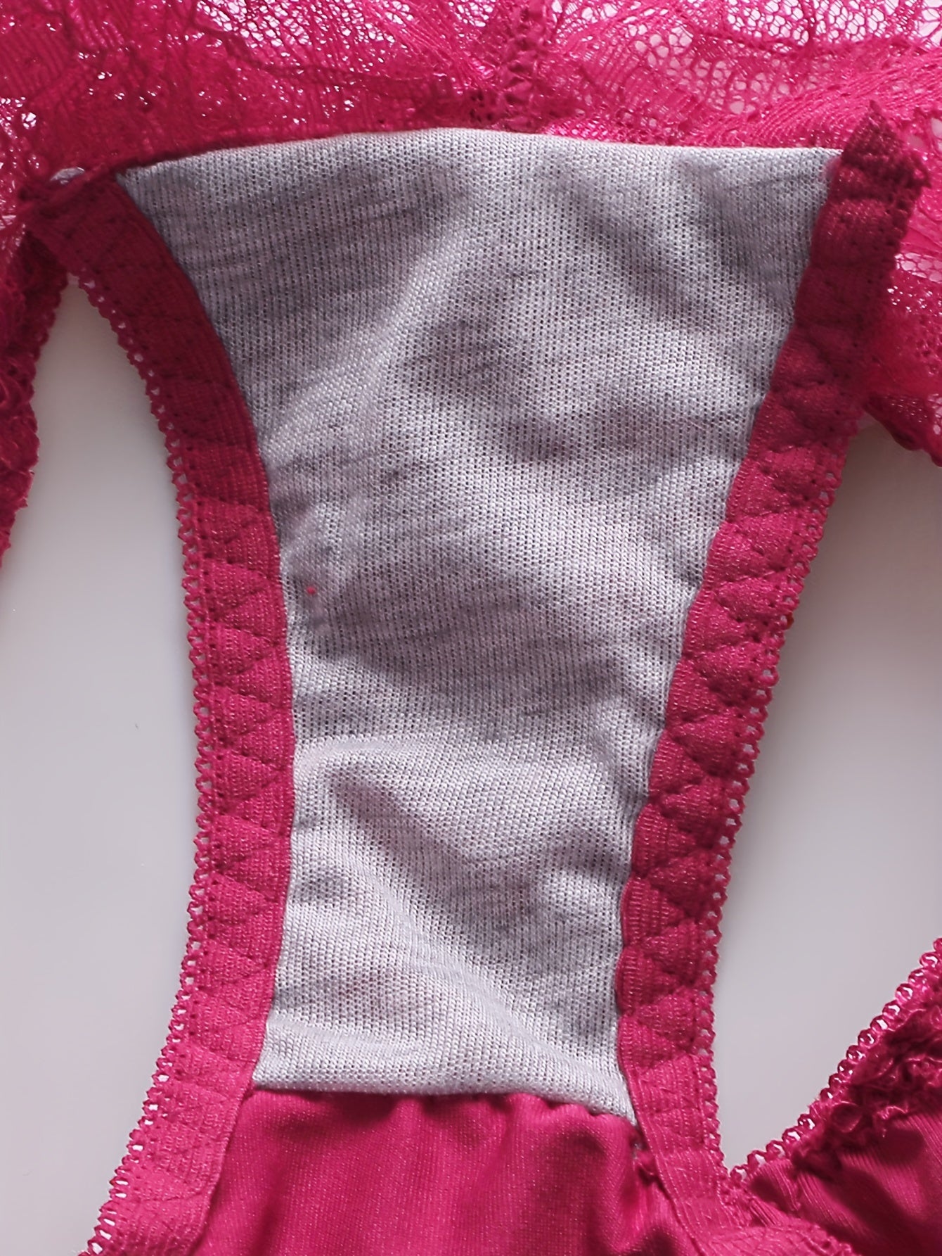 2sets Contrast Lace Underwire Bra & Panty, /MH