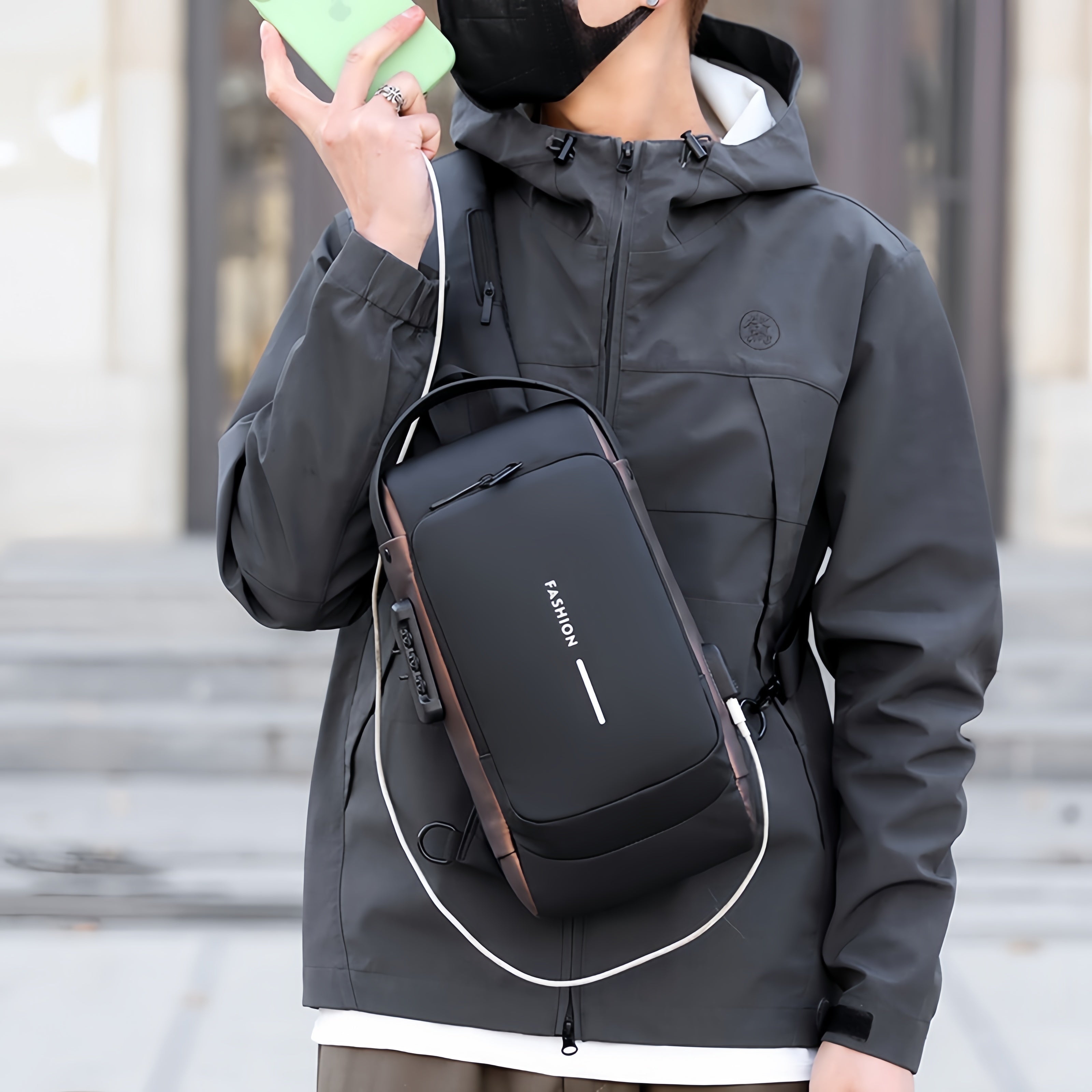 1pc Multi-functional Trendy Sling Bag With Password Lock,
