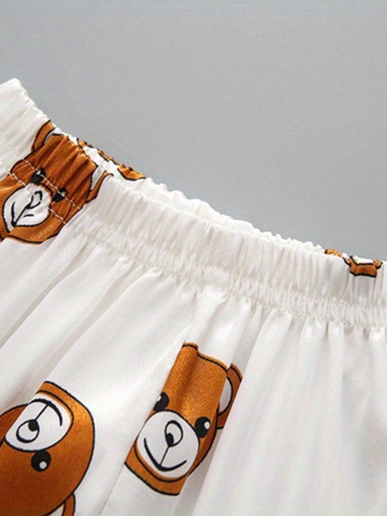 2pcs Boys Bear Print Button Up Long Sleeve Top & Elastic Waist Long Pants Set, Comfy Boys Clothes