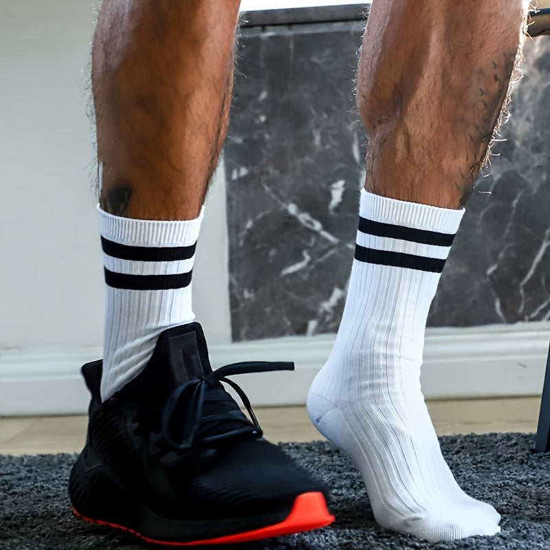 6 Pairs of Stylish Men's Crew Socks - Breathable,/MH