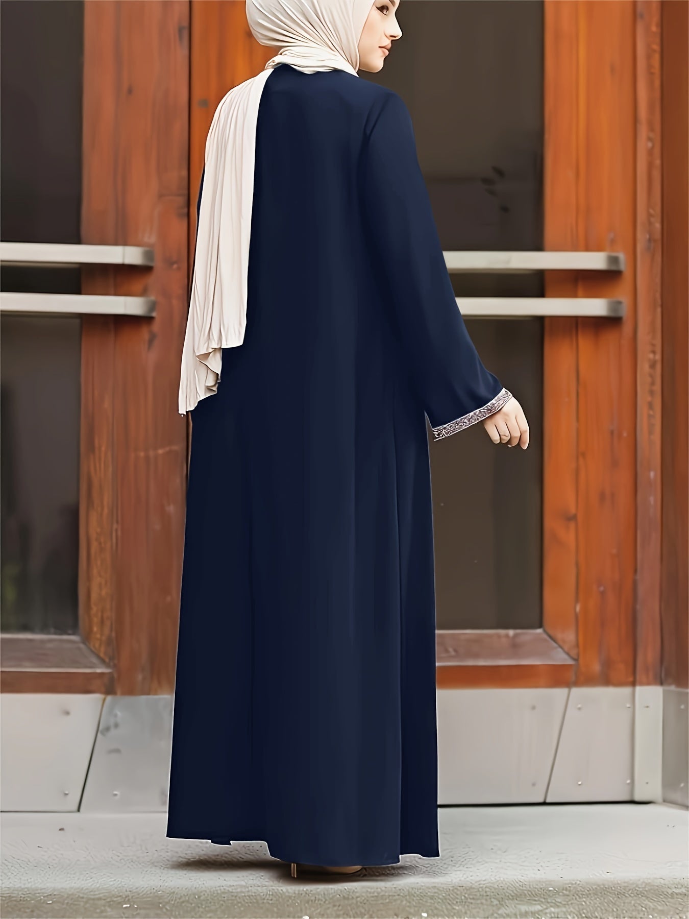 Long Sleeve Zip-up Kaftan Dress, /MH