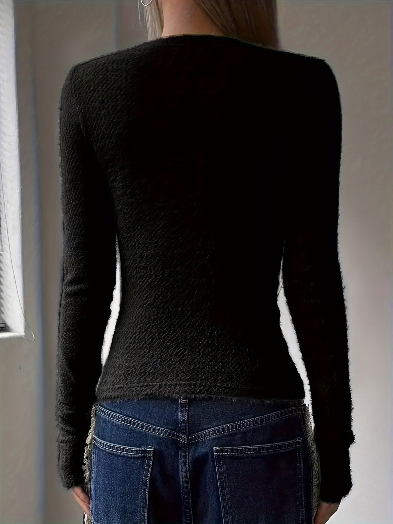 Women'S Casual Long Sleeve Knit Top,