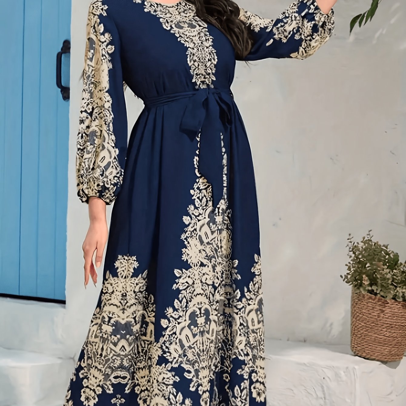 Plus Size Women's Elegant Turkish Kaftan Dress -/MH