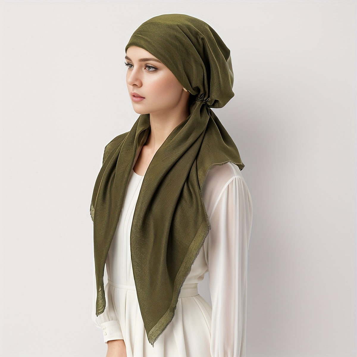 1PC Elegant Polyester Hijab Scarf - Yarn-Dyed, Weekend Casual Style, /MH