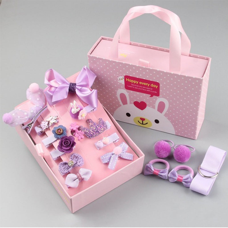 Deluxe Princess Hair Accessory Kit for Girls - Sparkling Rhinestone Clips, Cute Bow Ties & Elastic Bands with Pink Gift Box & Ribbon Hanger - Soft, Lightweight & Safe for and Youngsters, Hair Accessories for Girls