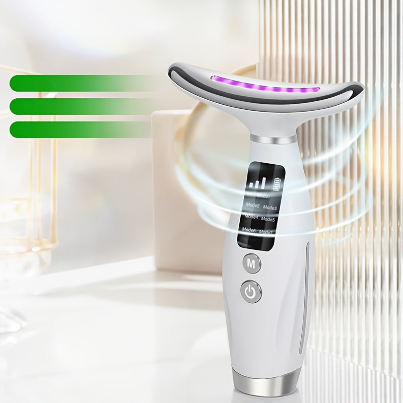 Facial And Neck Massager, 7 Modes, Rechargeable USB, Face Massage Care Tool, Perfect Gifts for Women Gift for Mom On Mother's Day