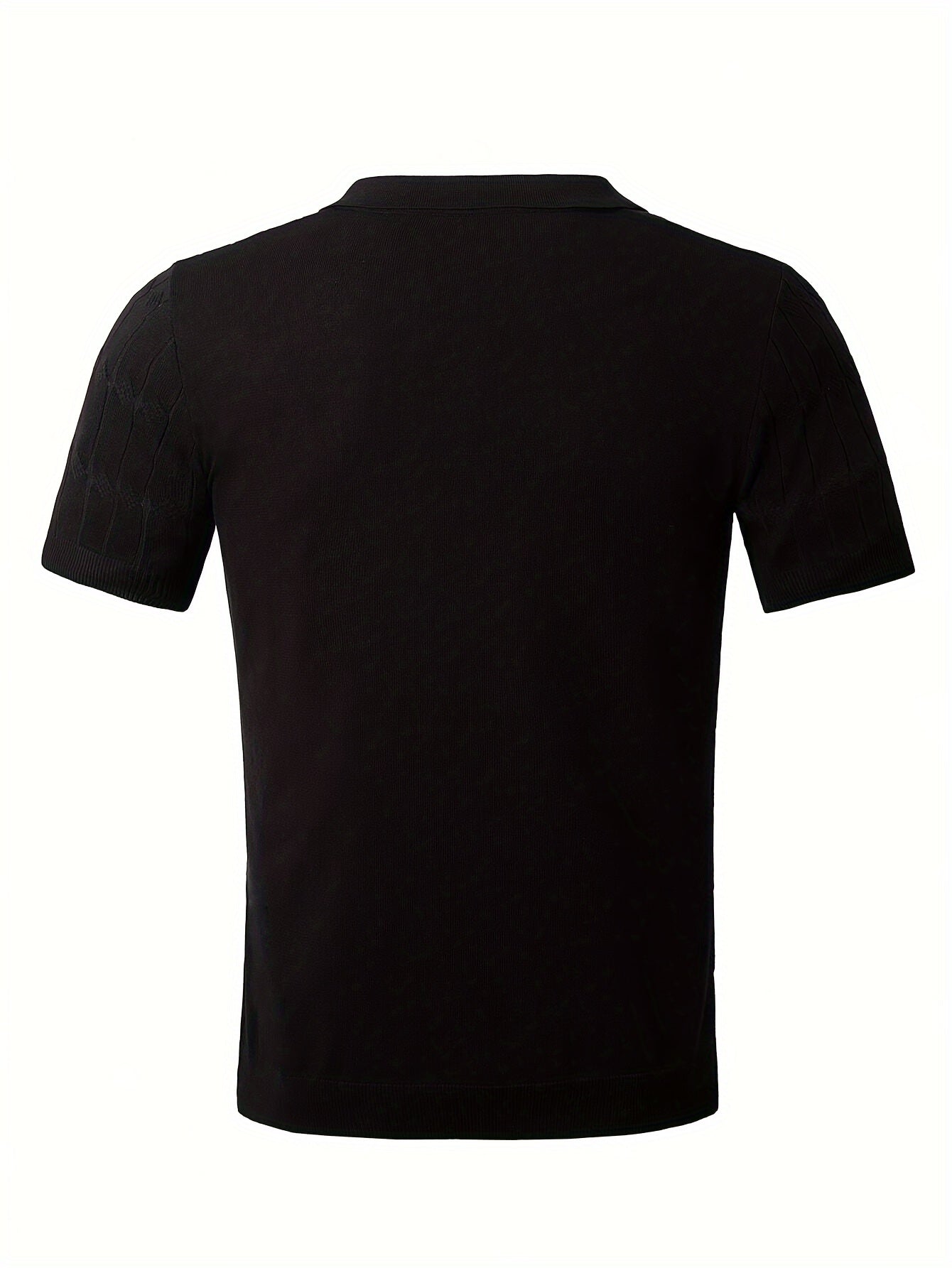 Chic Knit Shirt, Men's Casual Lapel Mid Stretch V-Neck Pullover Sweater