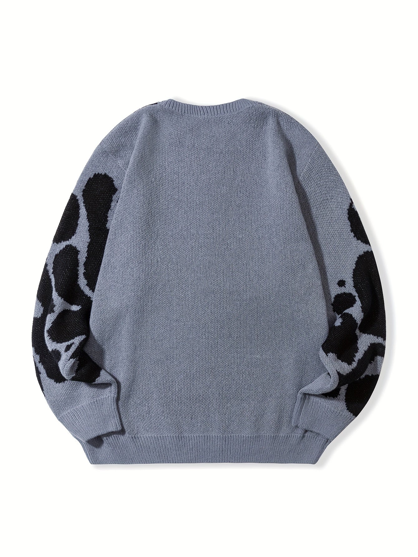 Trendy Pattern Knitted Sweater, Men's Casual Warm Slightly Stretch.