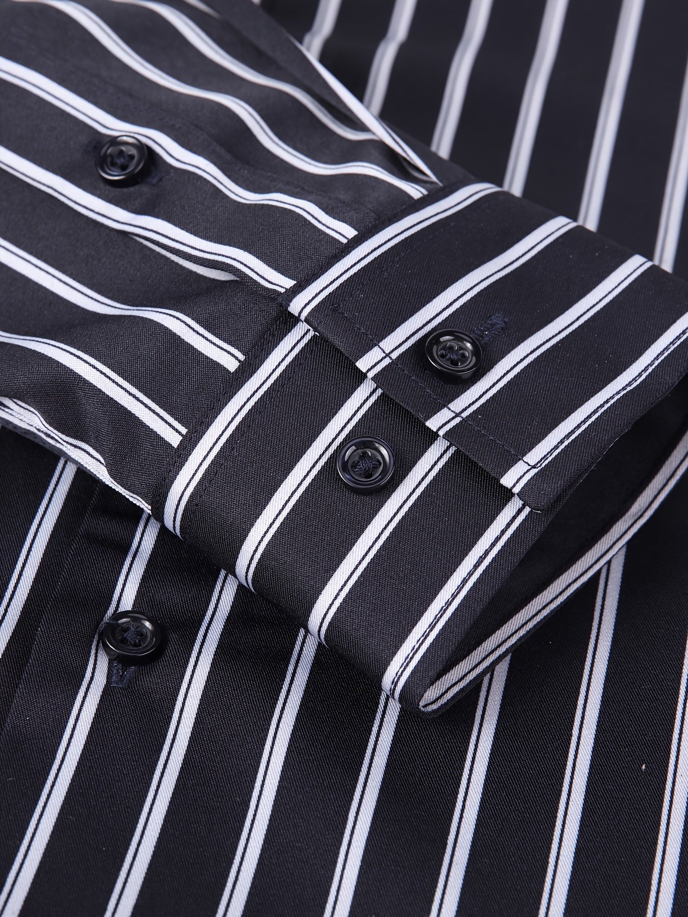 Men's Striped Lapel Collar Design Dress Shirts,