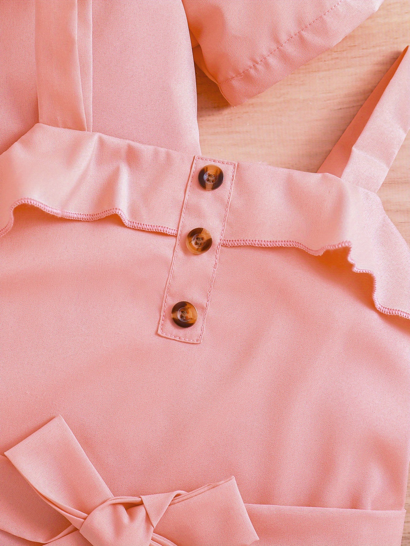 2pcs Girls Fashion Solid Non Stretch Puff Sleeve Double Button Blazer.