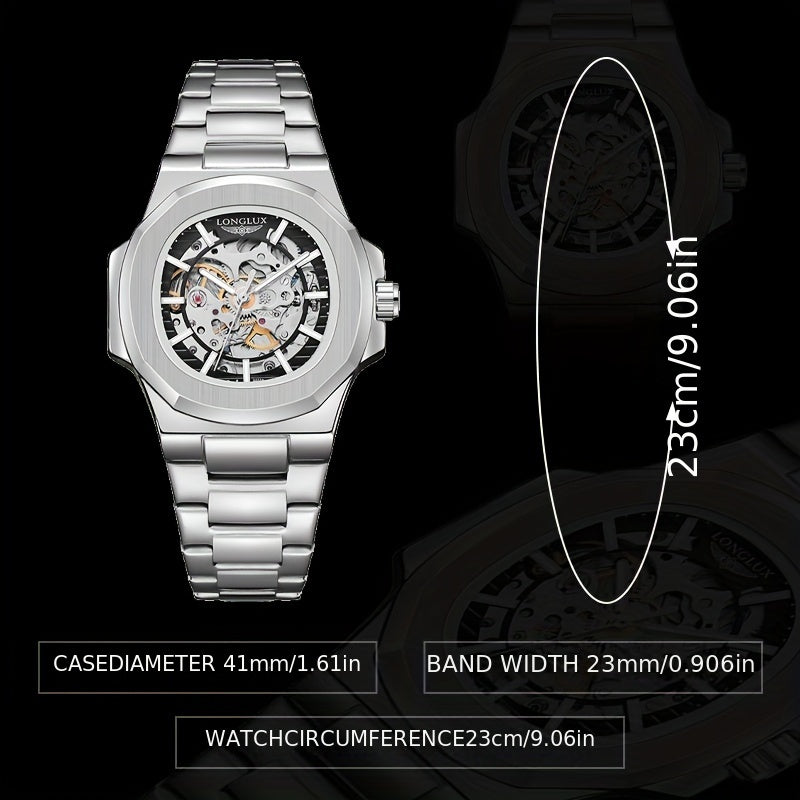 Dial4.1cmNautilus Watch For Men Fully Automatic Business Leisure Watch All Metal Case Steel Bow Strap With Butterfly Clasp Trend Fashion Luminous Waterproof Watch Christmas Gift Valentine's Day Gift
