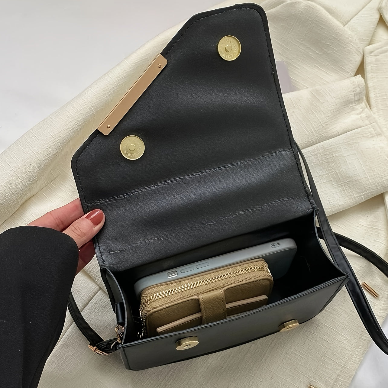 1pc, Chic Mini Quilted Square Handbag,