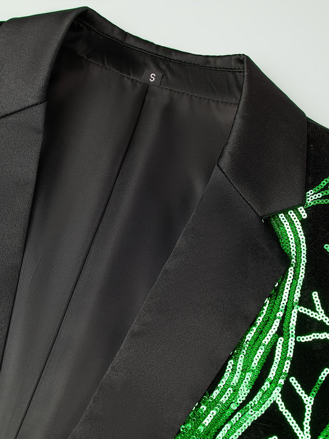 Shiny Sequins Blazer, Men's Semi-formal One Button Lapel Suit Jacket .