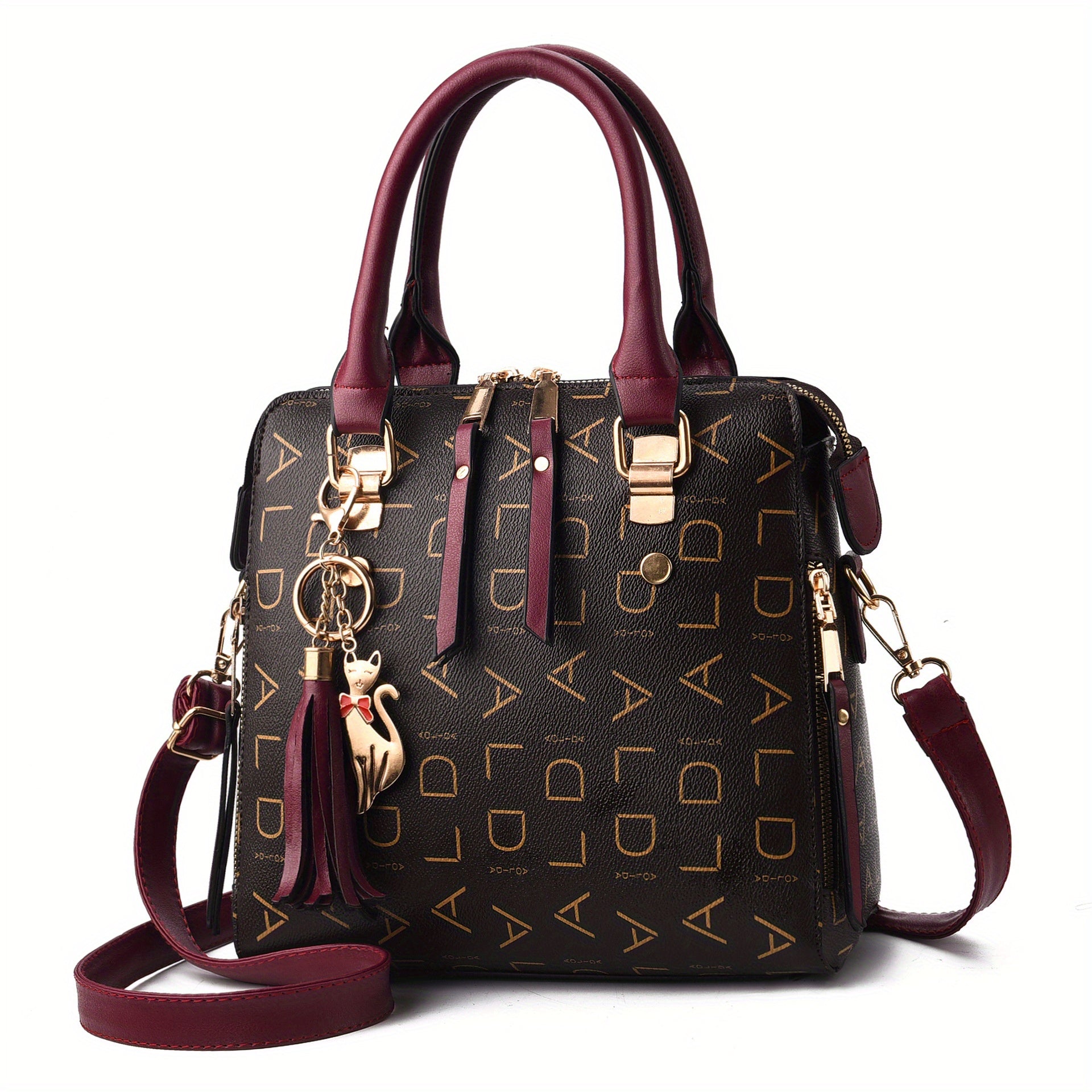 Letter Print Handbag, Tassel Decor Square Crossbody Bag,