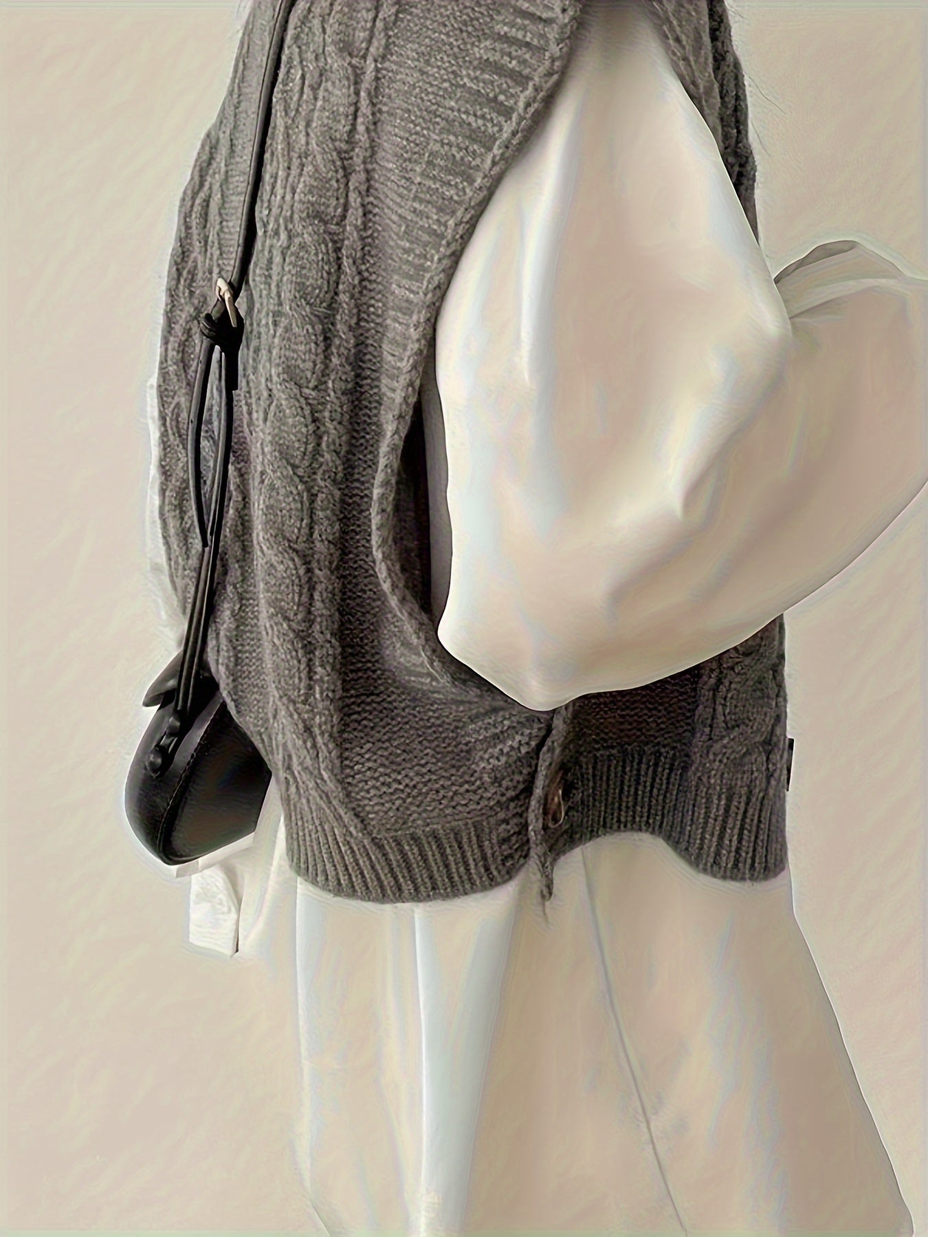 Front Knitted Vest Sweater, Casual Crew Neck Sleeveless Sweater.