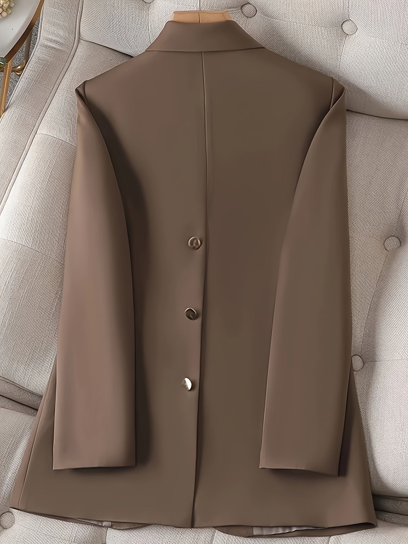 Notched Collar Button Front Blazer, Elegant Long Sleeve Blazer.