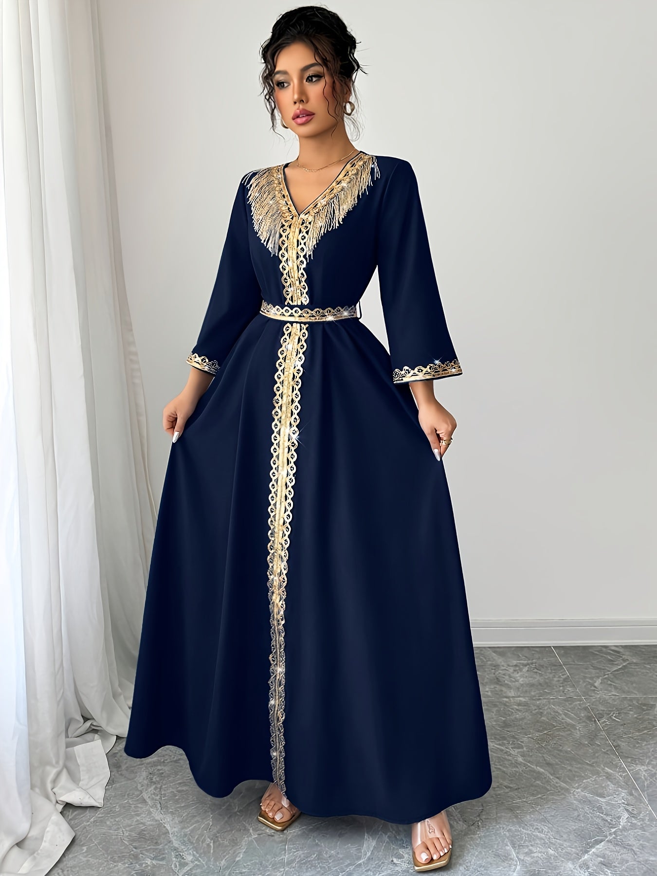 Yuhongfei Directional YY0309072 Mid-Sleeve Maxi Dress