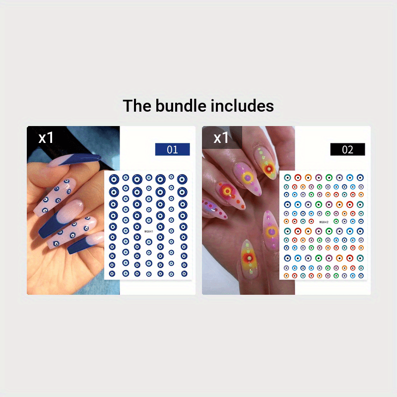 3D Evil Eye Nail Art Stickers - Self-Adhesive Witch Nail Decals for Manicure Designs - Perfect Gift for Women and Girls
