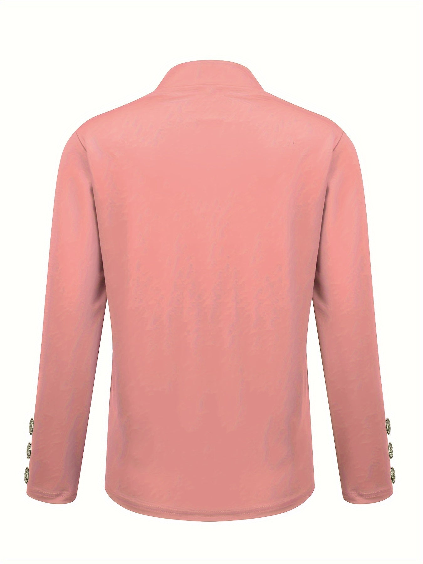 Solid Open Front Button Decor Blazer, Elegant Long Sleeve Blazer.