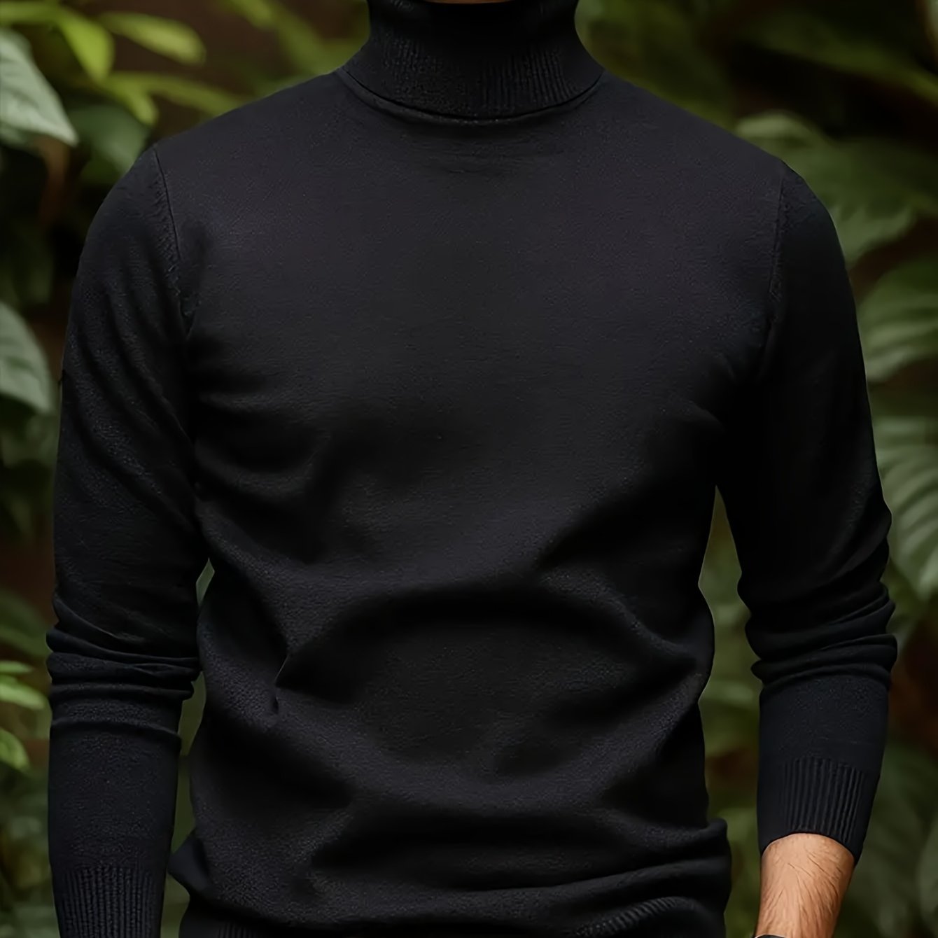 Men's Casual Solid Color Turtleneck Sweater .