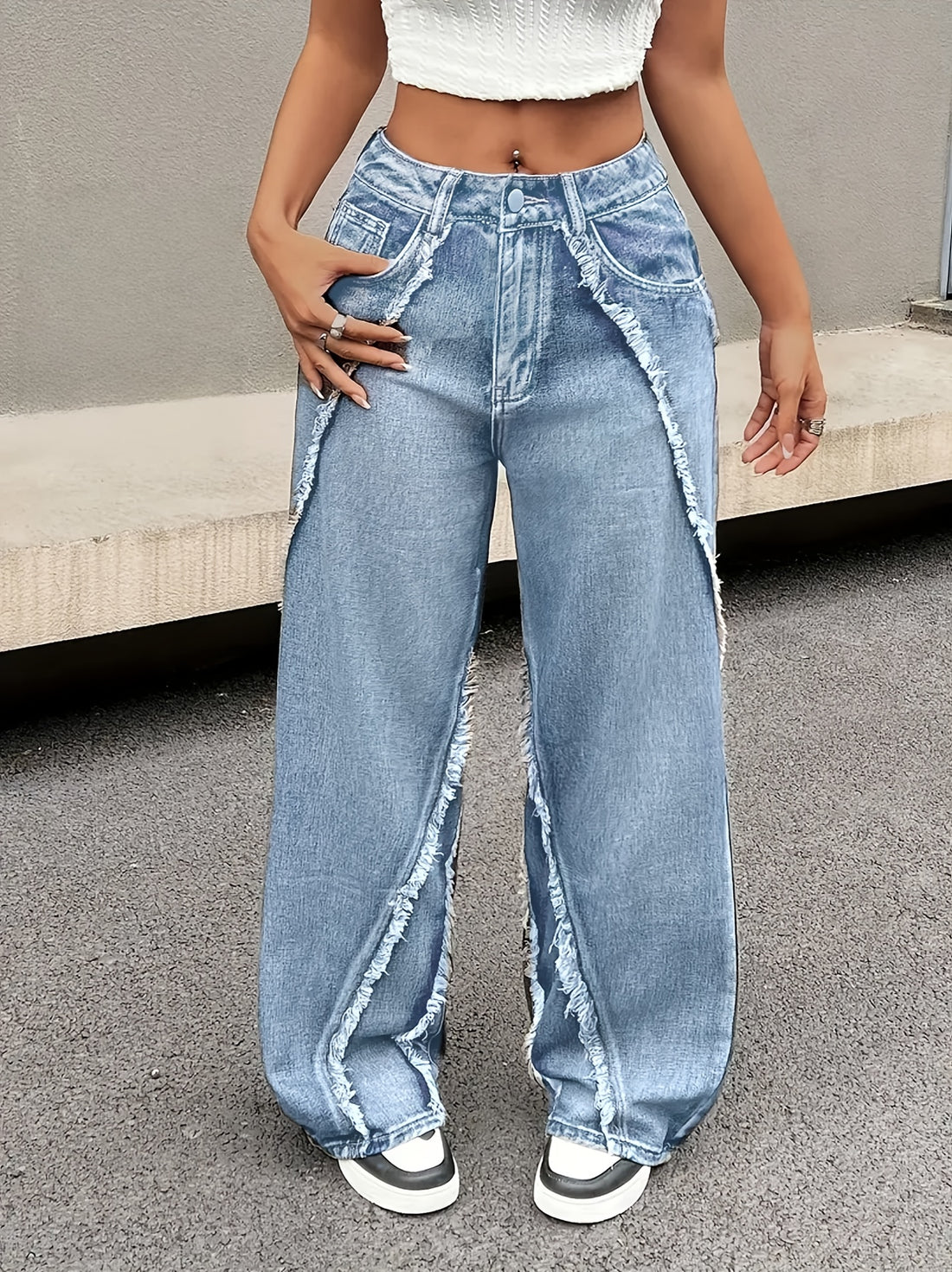 Women's Non-Stretch Denim Wide-Leg Pants - ./MH