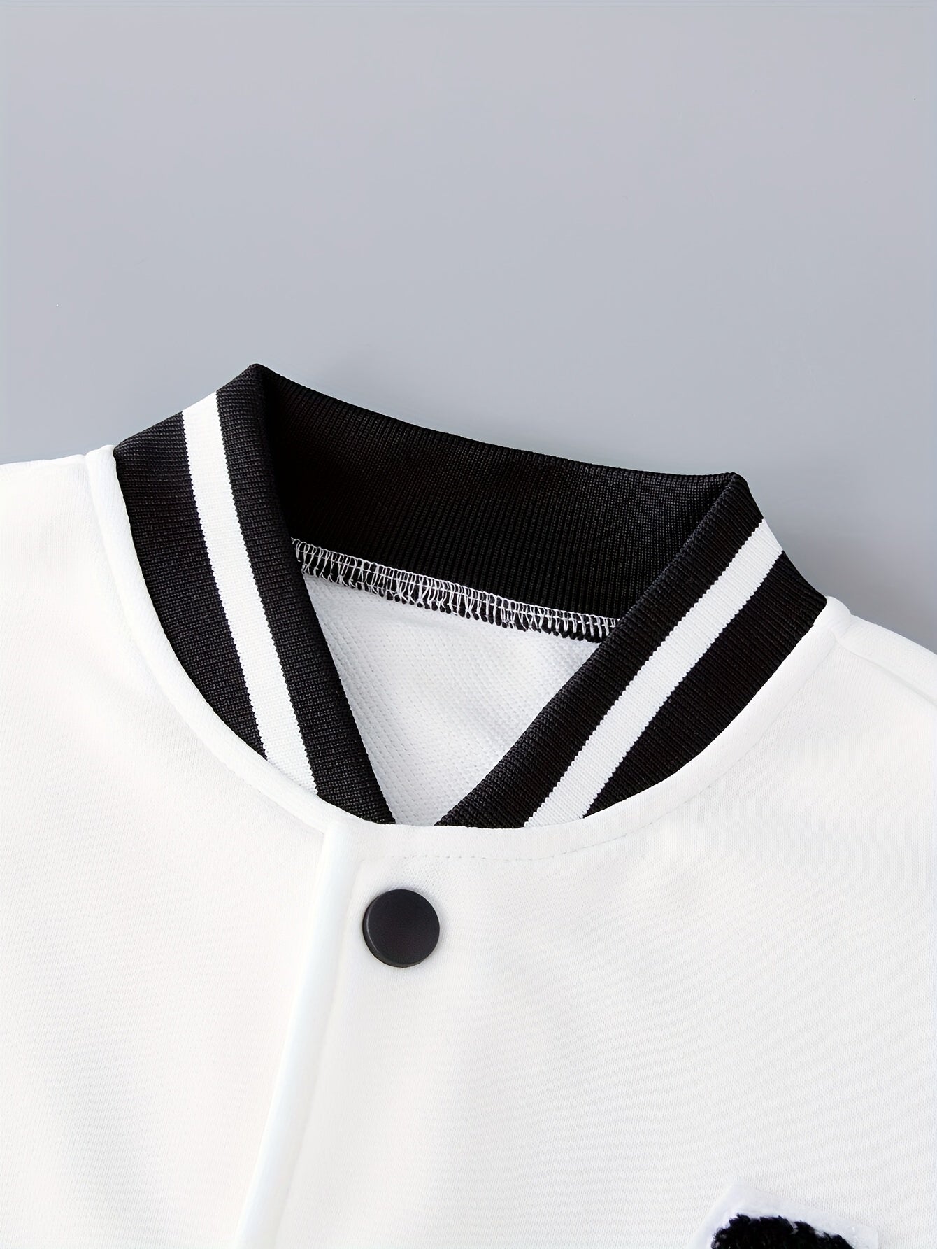 Letter Patched Kid's Baseball Jacket, Button Front Long Sleeve Top,