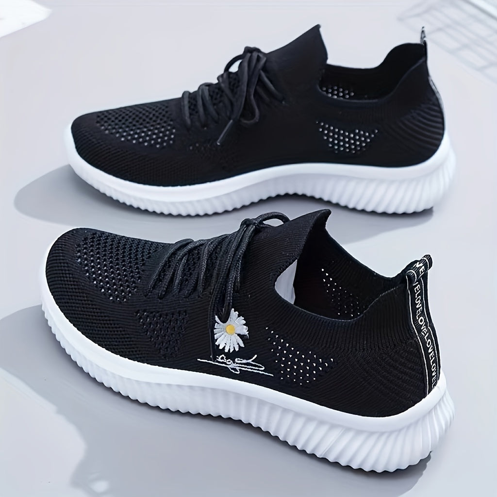 Women's Daisy Pattern Knitted Sneakers,