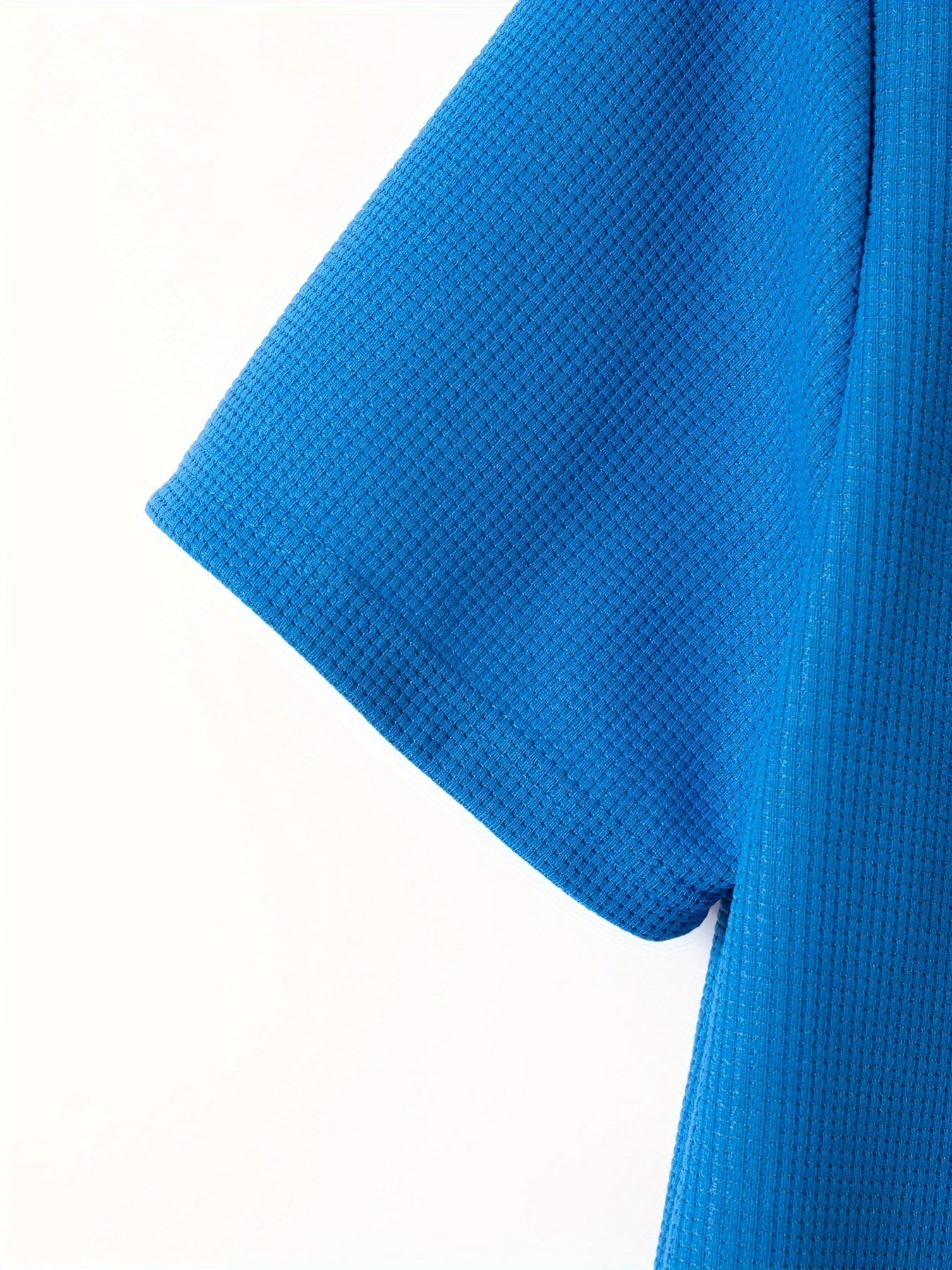 Men's Solid Waffle Stand Collar Short Sleeve Golf Shirts,