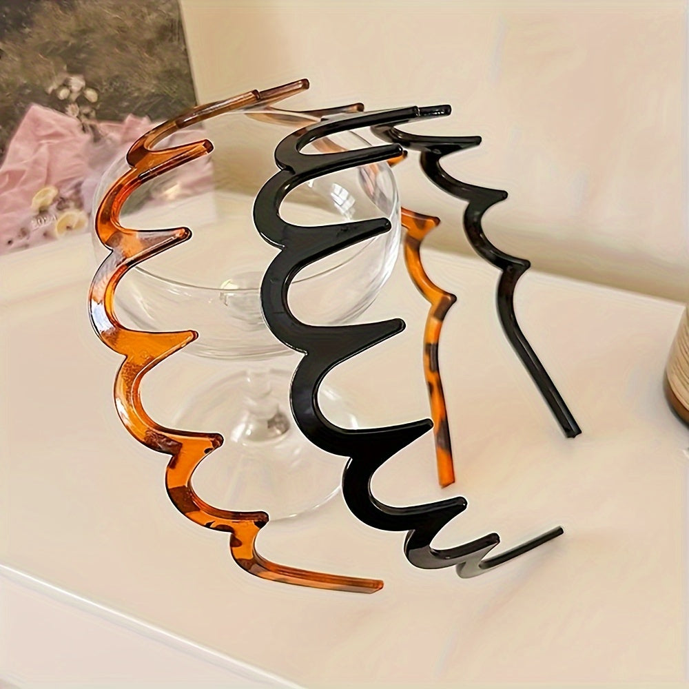 2pcs Vintage Wave Hairbands for Women - Non-Slip,