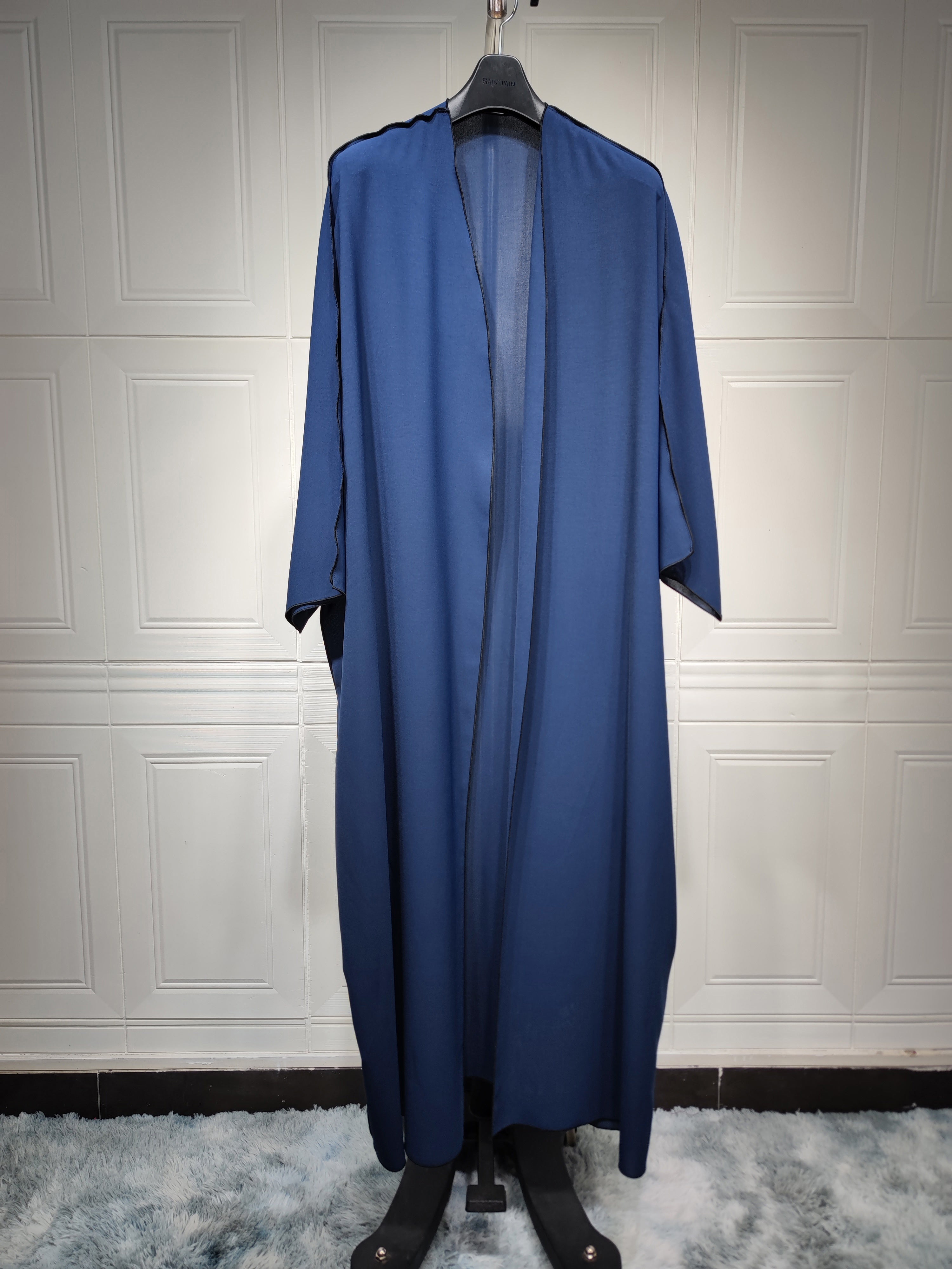Solid Crew Neck Long Sleeve Kaftan Dress, /MH