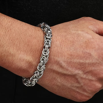 1pc Stainless Steel Irregular Chain Cool Armband - Hand-Woven, Men's Jewelry, Masculine Accessory, Adjustable Clasp, Durable, Stylish, Fashionable, Perfect Gift for Him